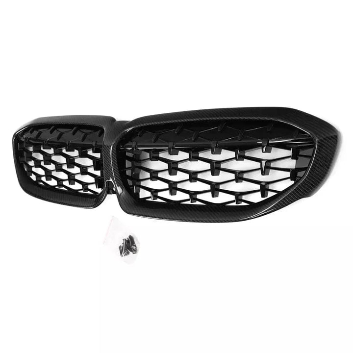 BMW 3 Series G21 Pre-LCI diamond grille three quarter view