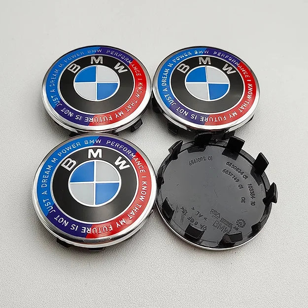 Set of 4 BMW Wheel Centre Caps Heritage Red and Blue - 56mm or 68mm | AutoCap Solutions