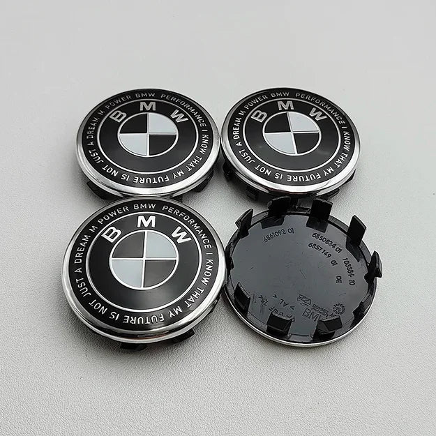 Set of 4 BMW Wheel Centre Caps Heritage Black and White - 56mm or 68mm | AutoCap Solutions