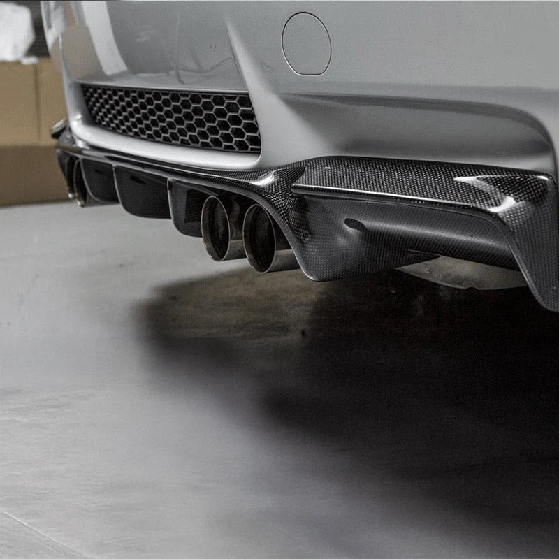BMW M3 E92 carbon fibre rear diffuser, rear three-quarter view