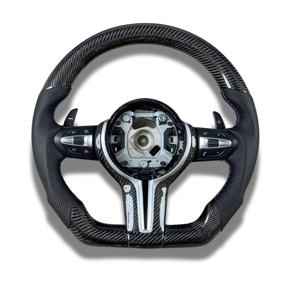 Custom carbon fibre steering wheel for BMW F30 F32 flat bottom