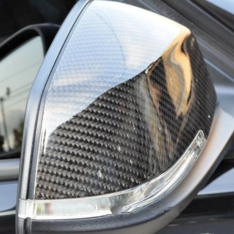 BMW M2 F87 fitted with V2 OEM style carbon fibre mirror covers, side profile