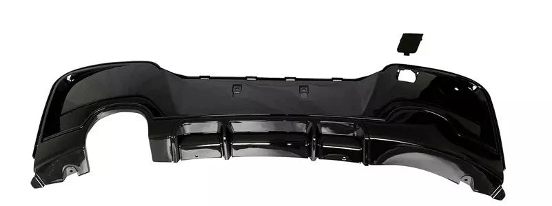 Gloss black rear diffuser V1 for BMW F20 F21 Pre-LCI showing dual left exhaust cut-outs