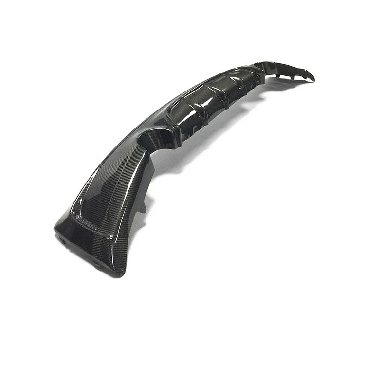 Carbon fibre rear diffuser for BMW F22 M Sport showing weave and dual exhaust cut-outs