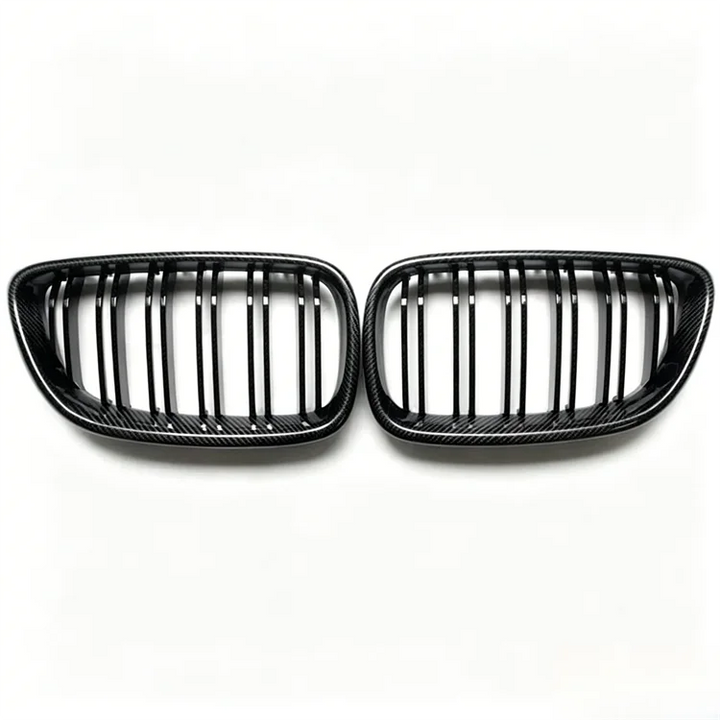 Carbon fibre kidney grille for BMW F87 M2 showing weave pattern
