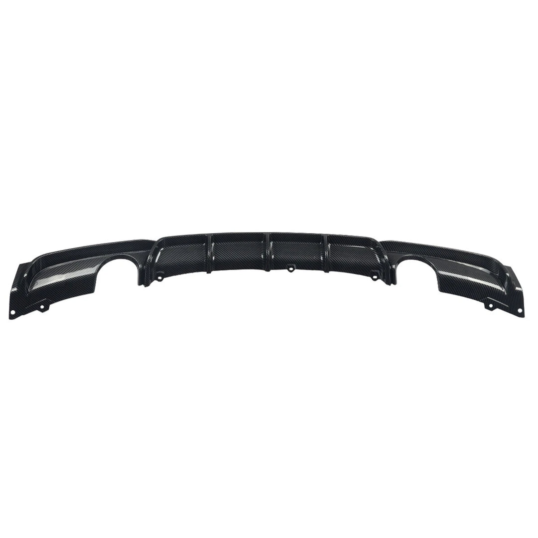 Carbon fibre look ABS rear diffuser for BMW F30 M Sport dual exit alternate angle