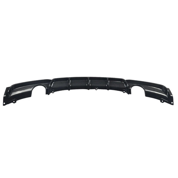 Carbon fibre look ABS rear diffuser for BMW F30 M Sport dual exit alternate angle