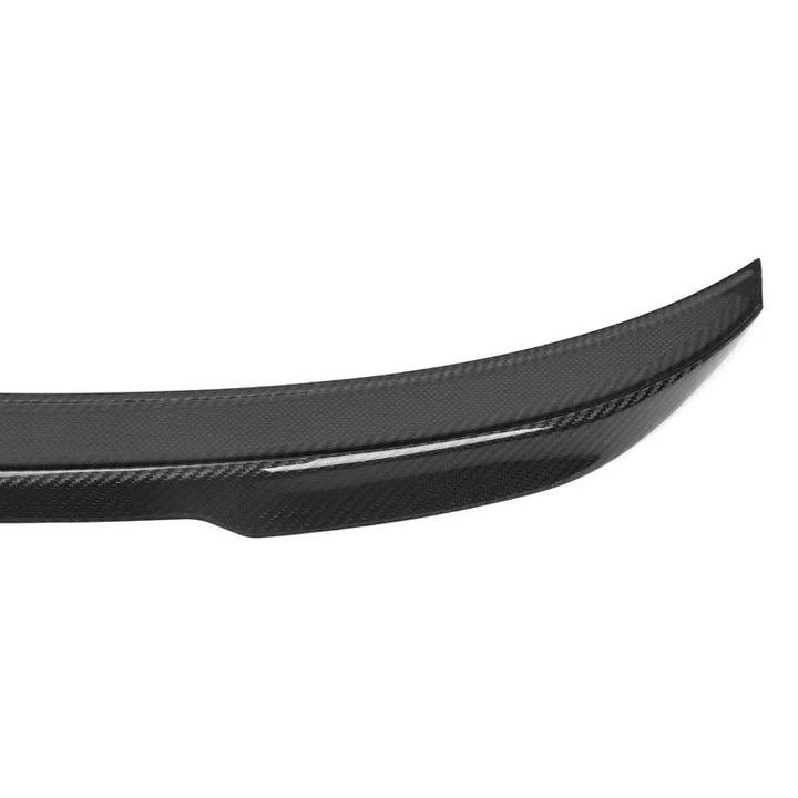 BMW F30 dry carbon fibre spoiler V1 close-up showing weave