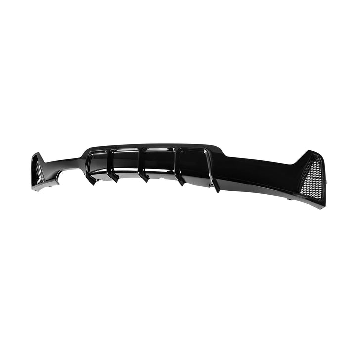 BMW 4 Series M Sport gloss black rear diffuser rear view angle