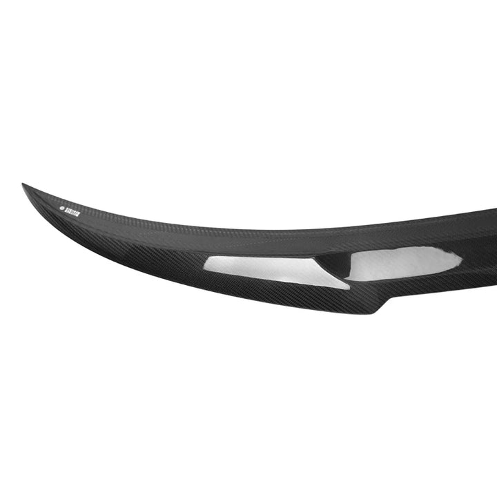 BMW F33 dry carbon fibre spoiler V1 close-up showing weave
