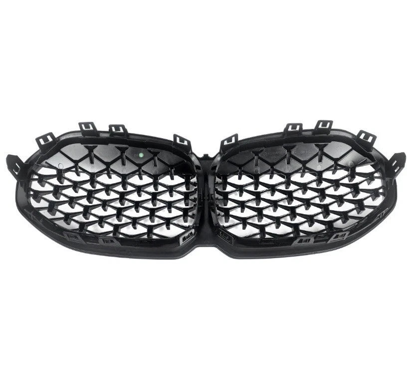 Gloss black front kidney grille for BMW F40 rear view