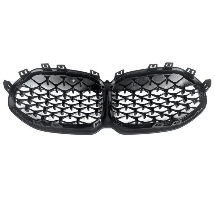 Gloss black front kidney grille for BMW F40 rear view