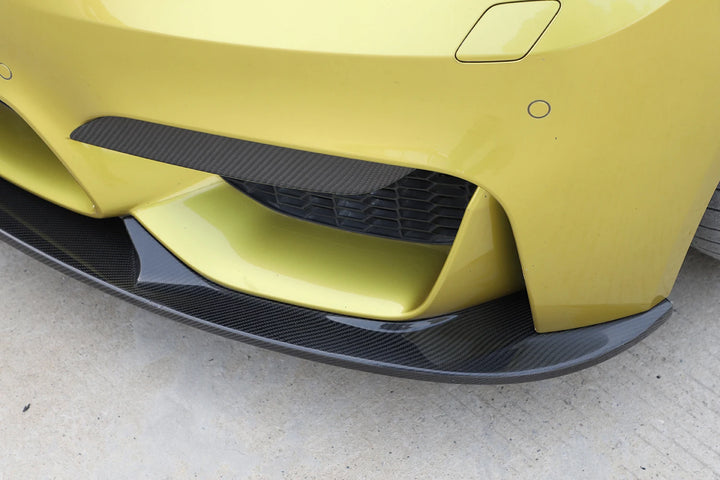 Upper carbon fibre canard installed in BMW front bumper intake