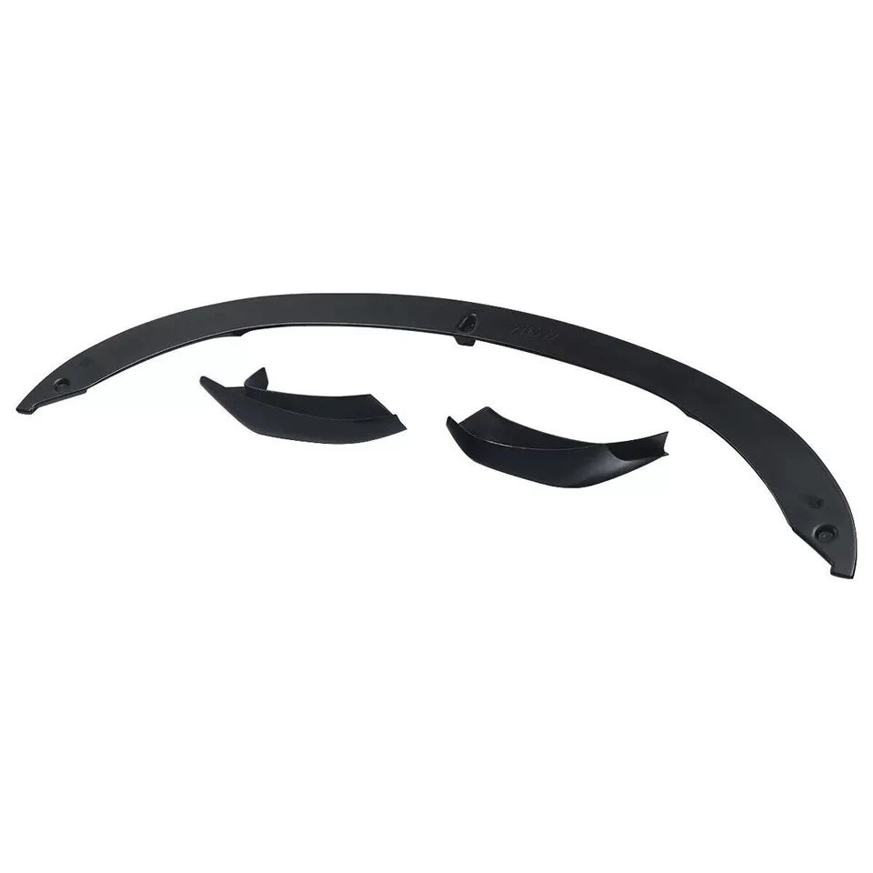Gloss black front splitter V2 for BMW M4 F82 showing end fin detail