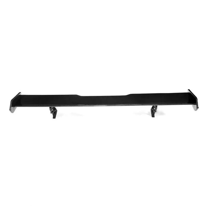 Carbon fibre high-mount wing for BMW M3 F80 showing riser brackets