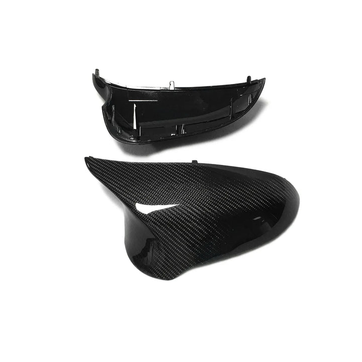 Carbon fibre mirror cover for BMW M3 F80 showing weave pattern