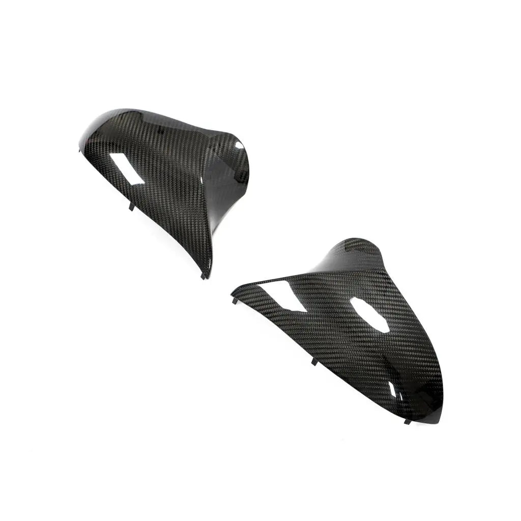 BMW M3 F80 M4 F82 F83 M2C F87 dry carbon fibre wing mirror covers pair alternate angle shot