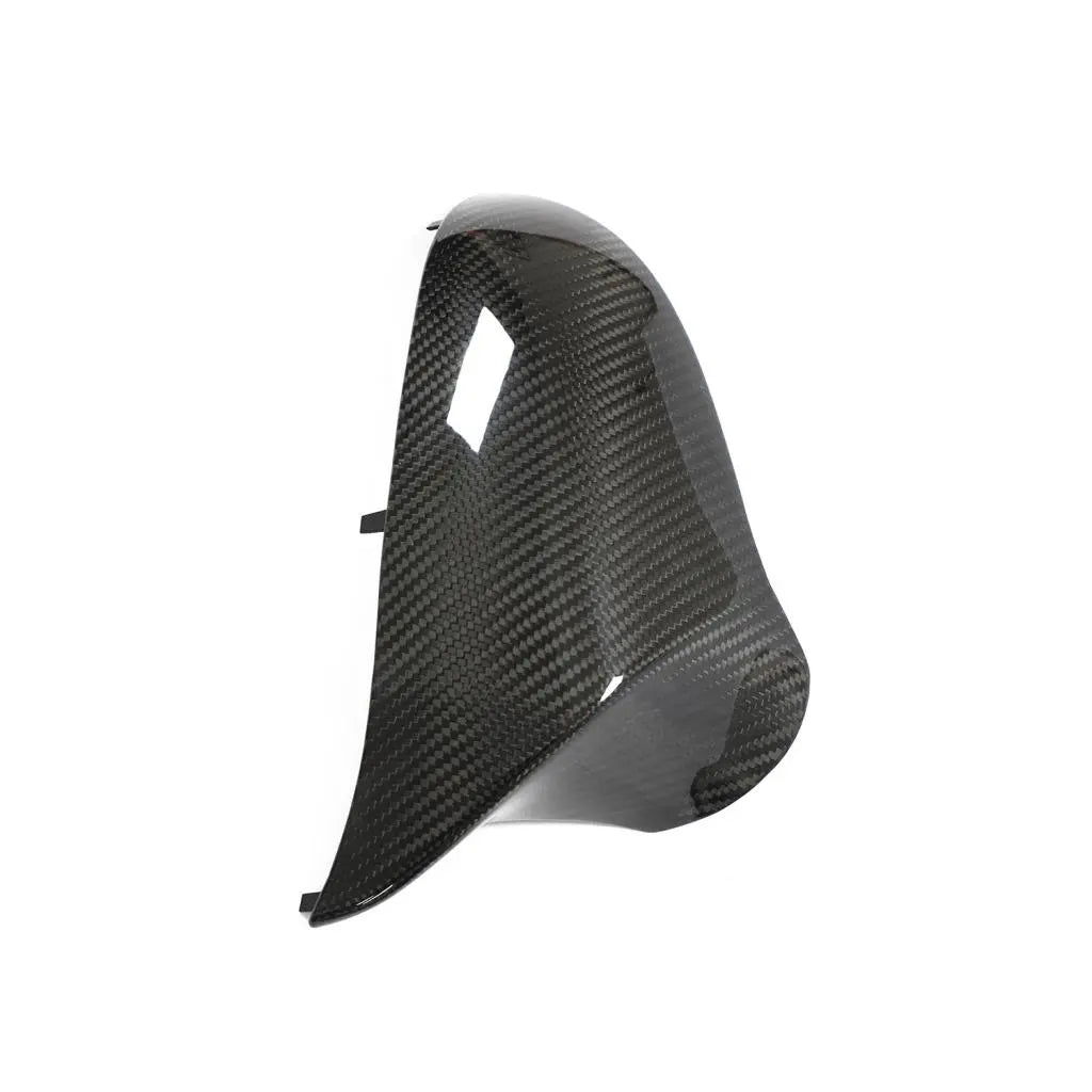 BMW M2 Competition F87 dry carbon fibre mirror caps close-up showing carbon fibre weave