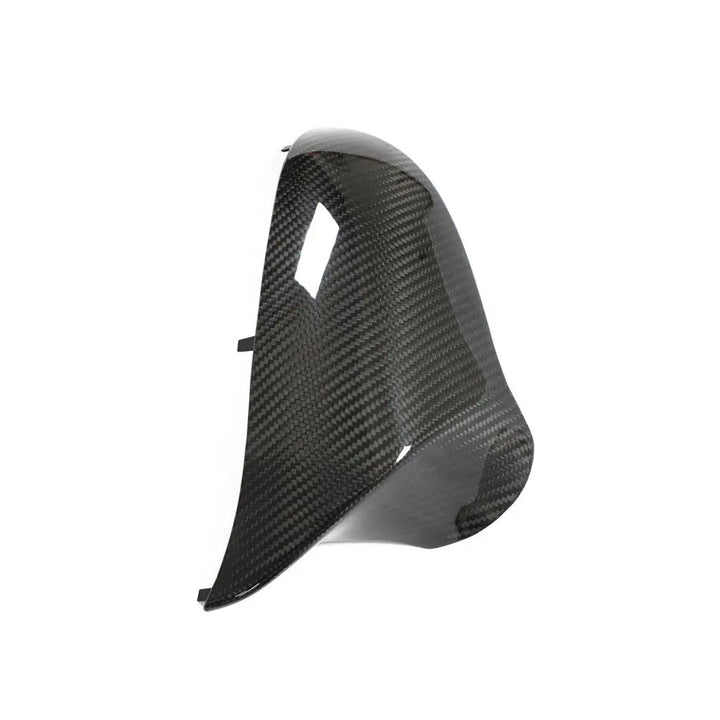 BMW M2 Competition F87 dry carbon fibre mirror caps close-up showing carbon fibre weave