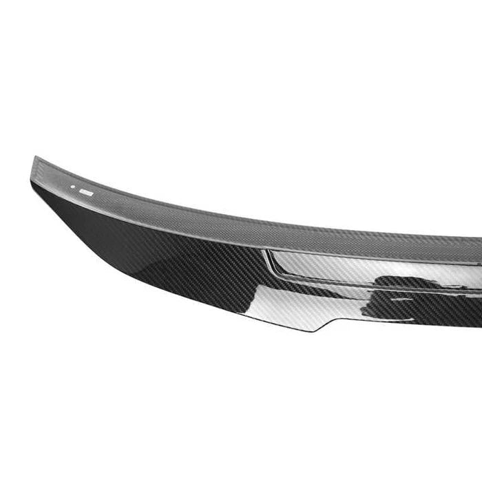 BMW M4 F82 dry carbon fibre ducktail spoiler close-up