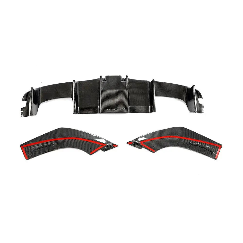 Carbon fibre rear diffuser V3 for BMW M2 F87 showing weave