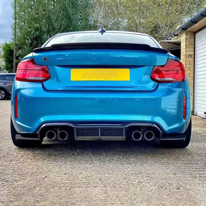 Carbon fibre rear diffuser V6 for BMW M2 F87 showing weave