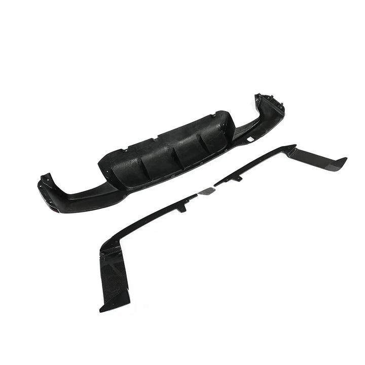 Carbon fibre rear diffuser V1 for BMW M5 F90 showing weave