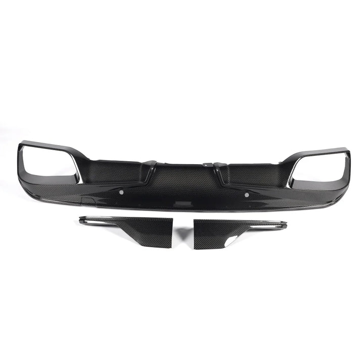 Dry carbon fibre rear diffuser for BMW X5M F95 showing weave