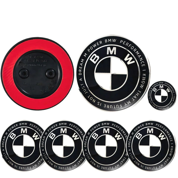 BMW Heritage Black & White Full Badge Set | 7-Piece Pack | AutoCap Solutions