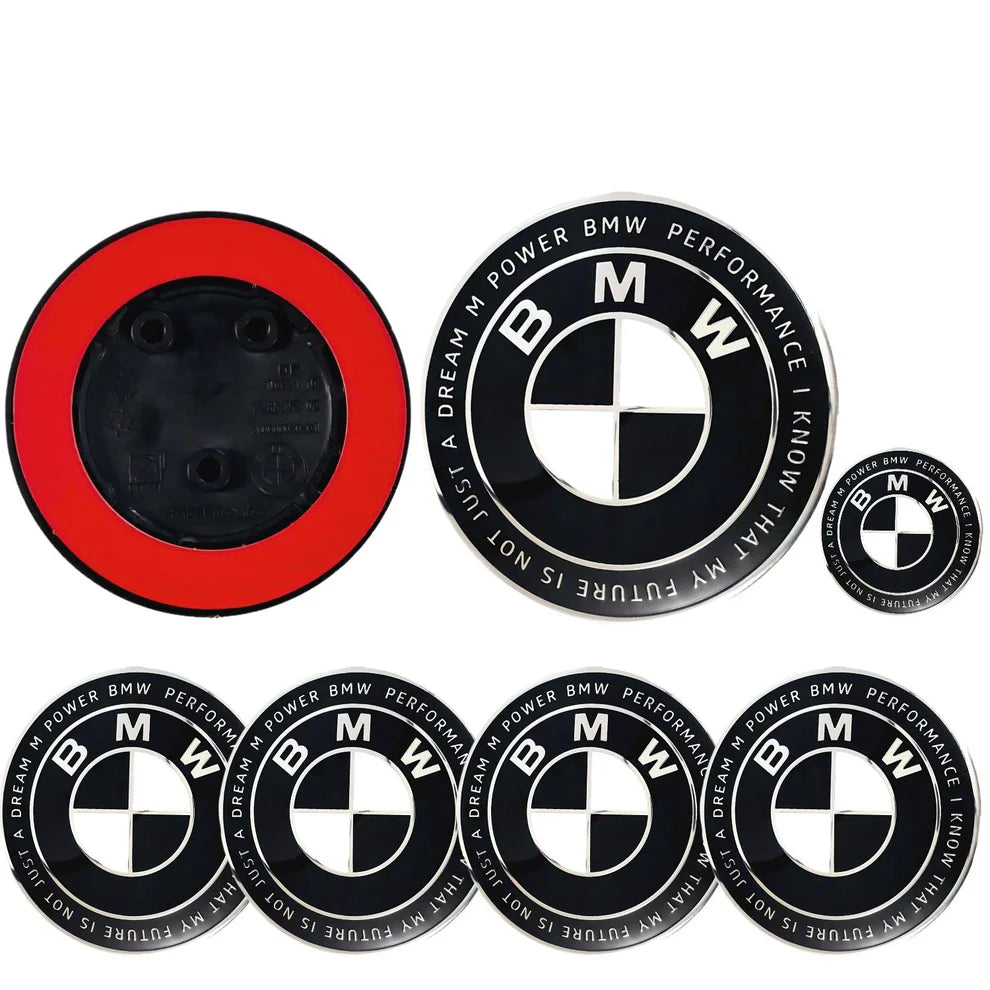 BMW Heritage Black & White Full Badge Set | 7-Piece Pack | AutoCap Solutions