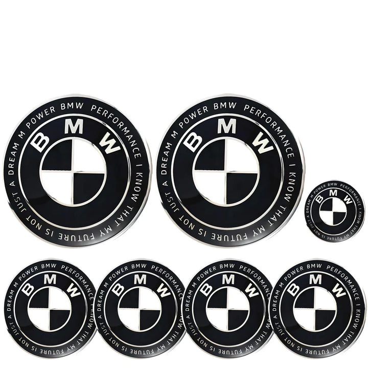 BMW Heritage Black & White Full Badge Set | 7-Piece Pack | AutoCap Solutions
