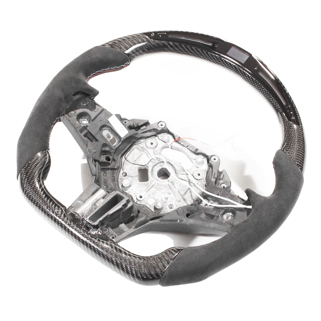 BMW G-Series carbon fibre Alcantara LED flat bottom steering wheel