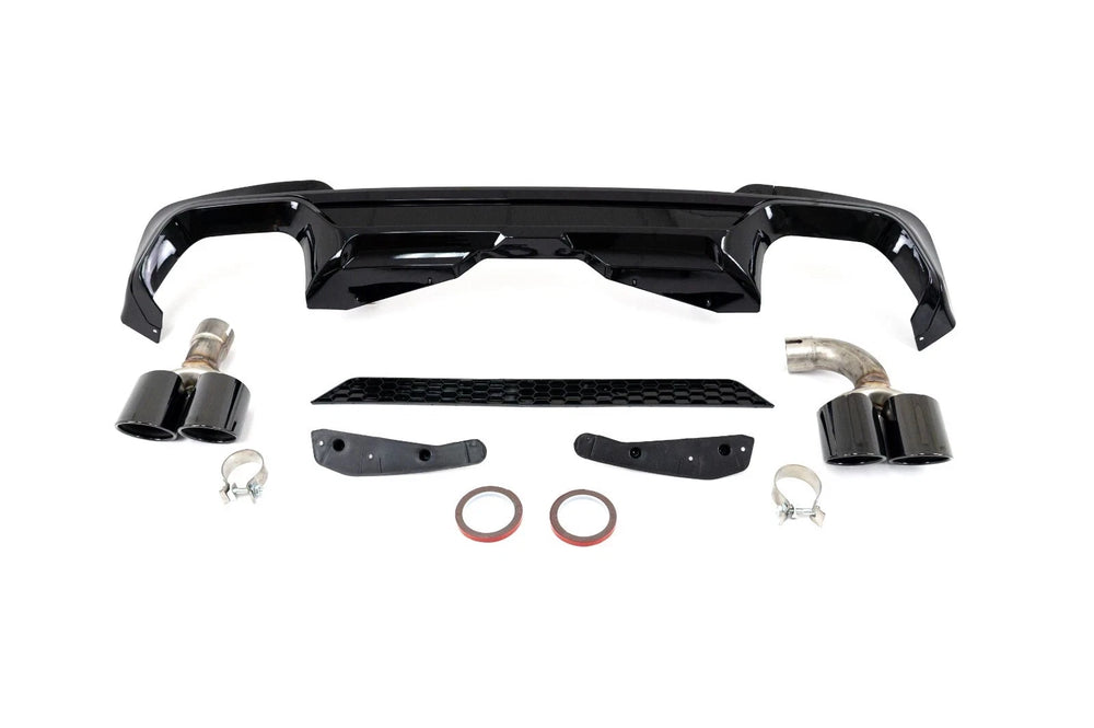Gloss black rear diffuser with tailpipes for BMW X3
