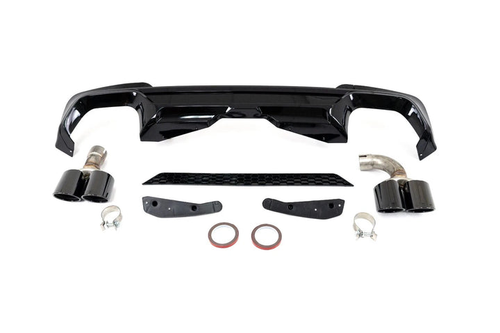 Gloss black rear diffuser with tailpipes for BMW X3
