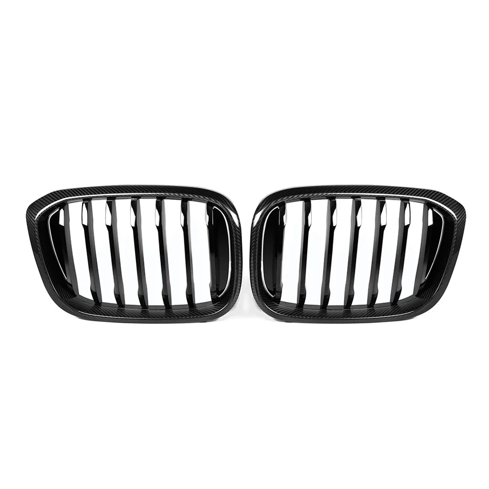 BMW X3 G01 X4 G02 Pre-LCI dry carbon fibre double slat kidney grille front view