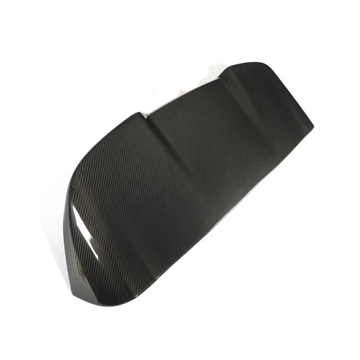 Dry carbon fibre rear spoiler V2 for BMW X5M F95 LCI showing weave