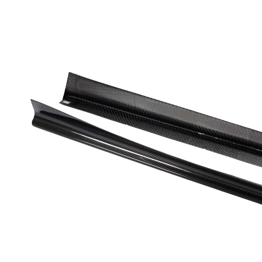 Dry carbon fibre side skirt V1 for BMW M8 F92 showing weave