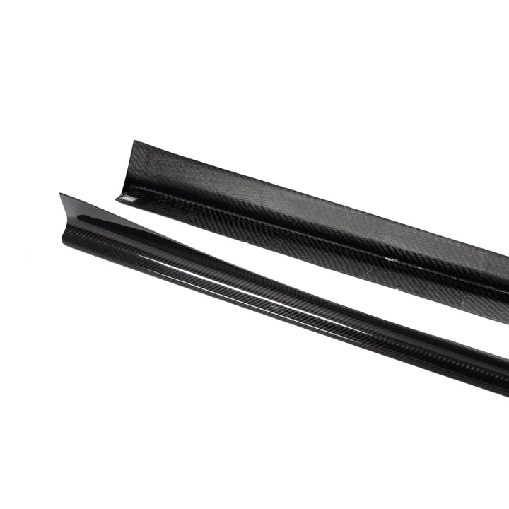 Dry carbon fibre side skirt V1 for BMW M8 F92 showing weave
