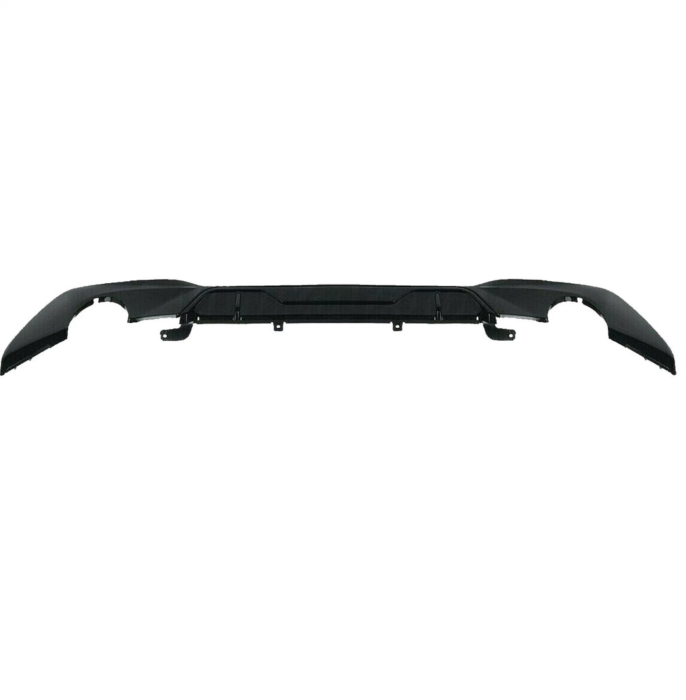 Gloss black rear diffuser for BMW G20 M Sport showing dual exhaust cut-outs