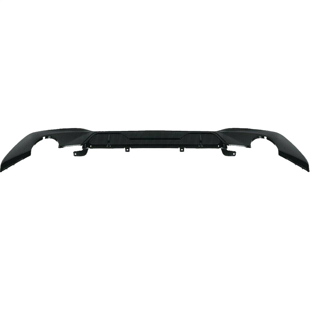 Gloss black rear diffuser for BMW G20 M Sport showing dual exhaust cut-outs