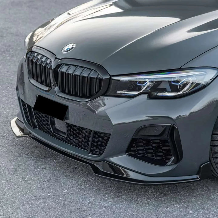 BMW G20 Pre-LCI M Sport gloss black front splitter installed