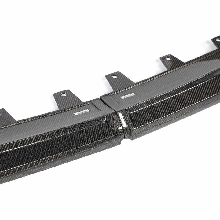 Carbon fibre front splitter V2 for BMW G20 LCI M Sport showing weave