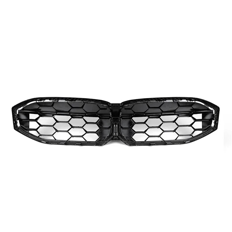 Dry carbon fibre diamond grille for BMW G20 LCI showing weave