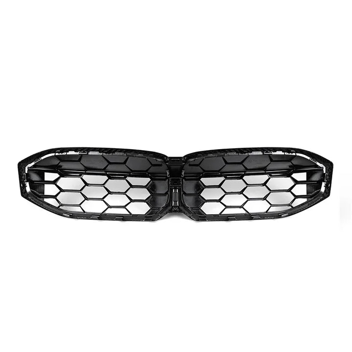 Dry carbon fibre diamond grille for BMW G20 LCI showing weave