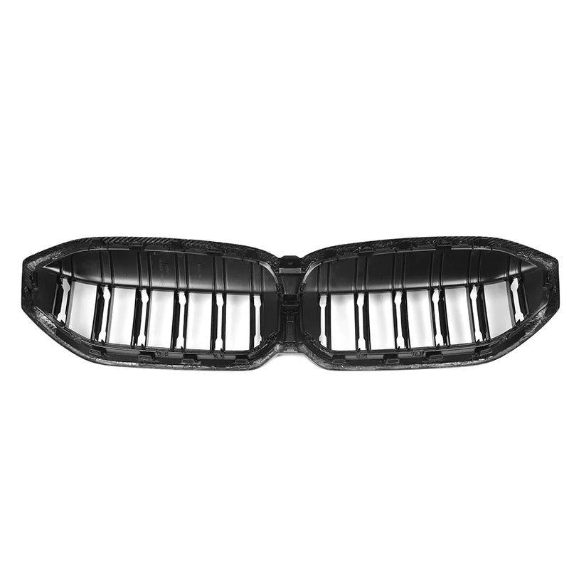 Dry carbon fibre double slat grille for BMW G20 LCI showing weave