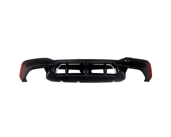 Gloss black diffuser for BMW G30 M Sport body kit V1 exhaust cut-outs