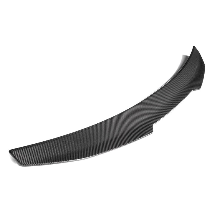 BMW M5 F90 carbon fibre spoiler showing kick-up profile