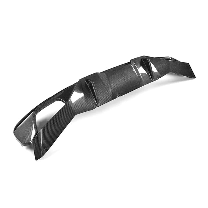 Carbon fibre rear diffuser V1 for BMW G30 M Sport showing weave