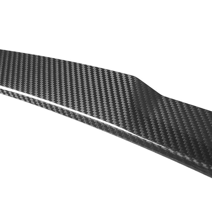 BMW G42 dry carbon fibre spoiler V1 close-up showing weave
