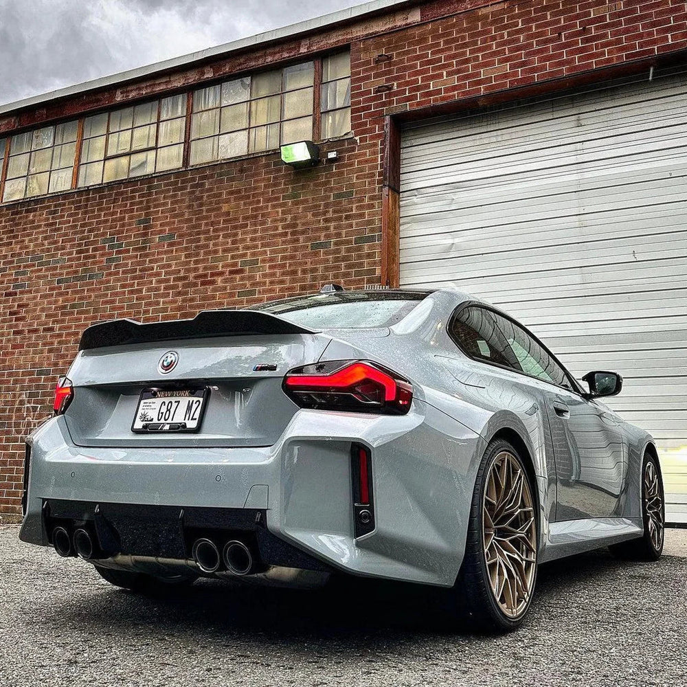 BMW M2 G87 carbon fibre spoiler V2 installed